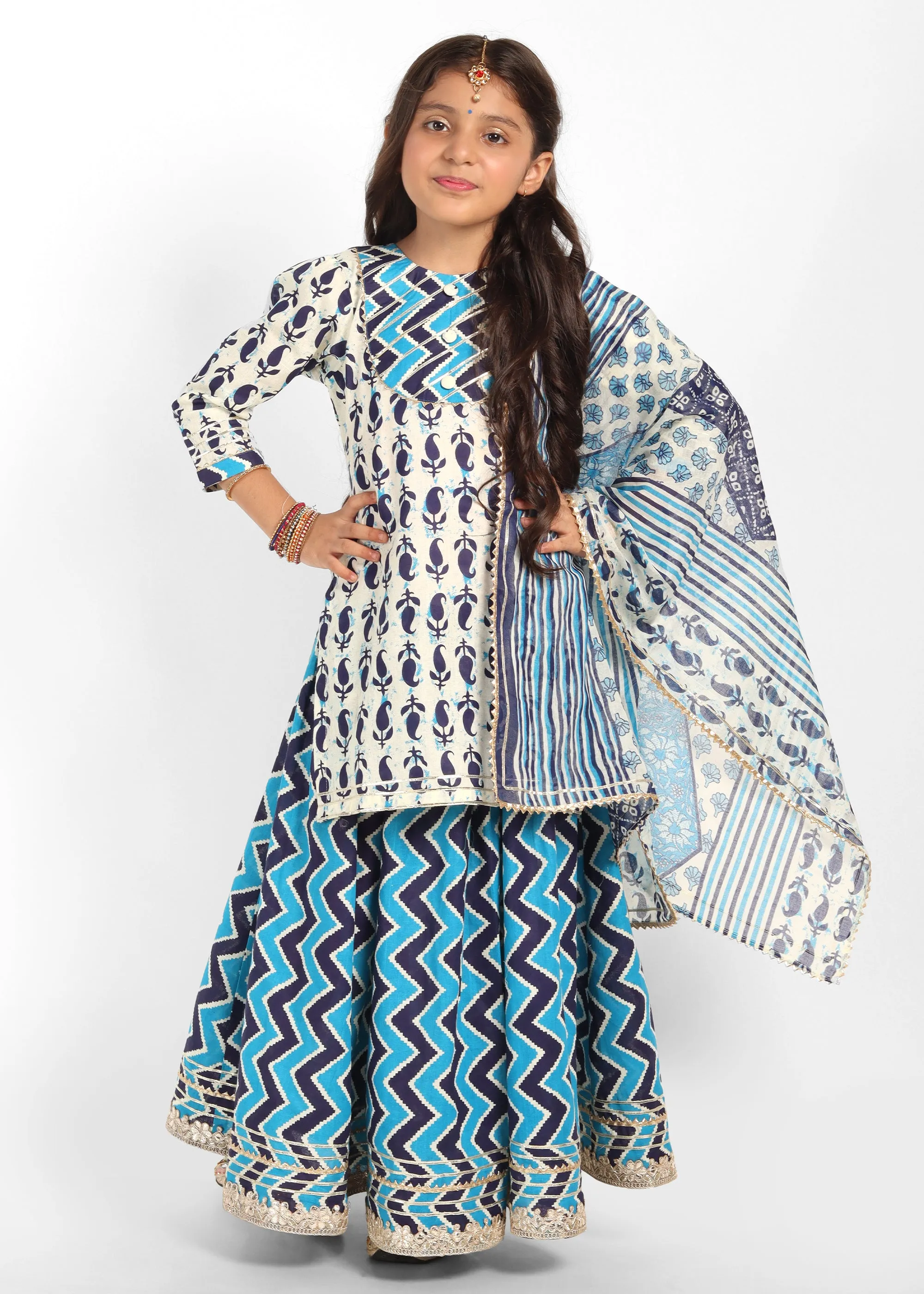 Blue Waves Cotton Palazzo Set