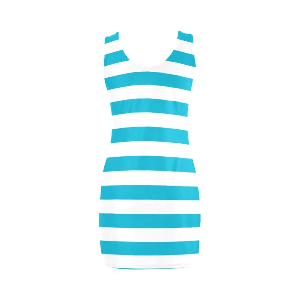 blue white striped 1A Medea Vest Dress (Model D06)