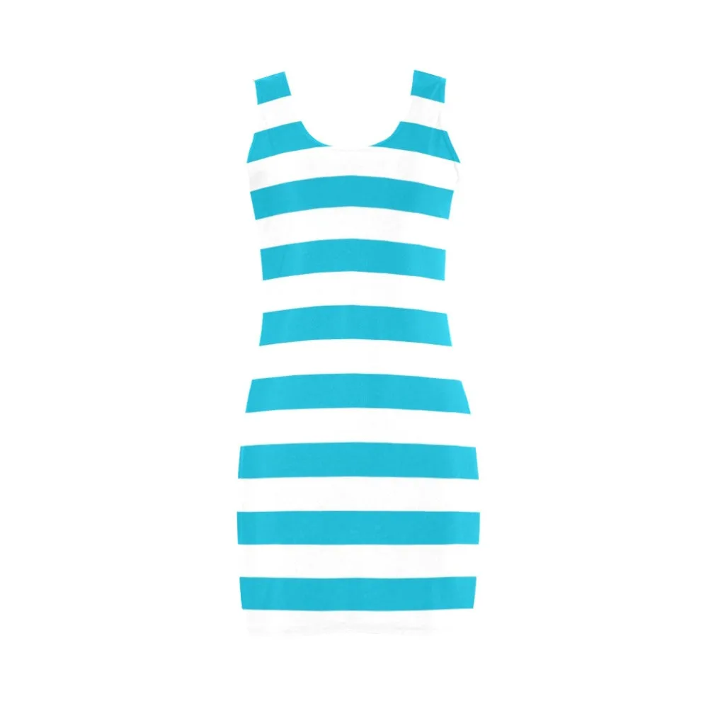 blue white striped 1A Medea Vest Dress (Model D06)