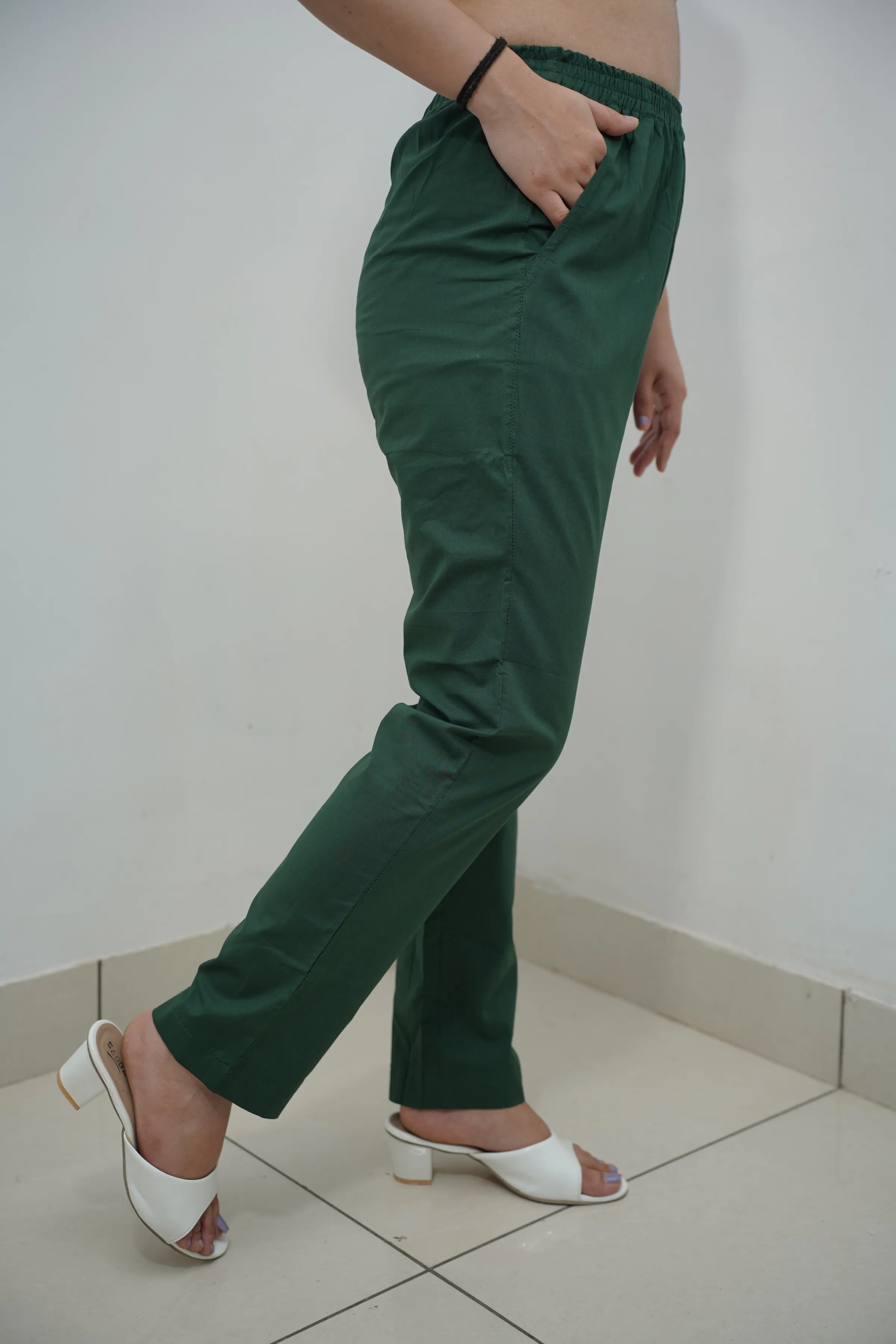 Bottle Green Cotton Kurti Pant