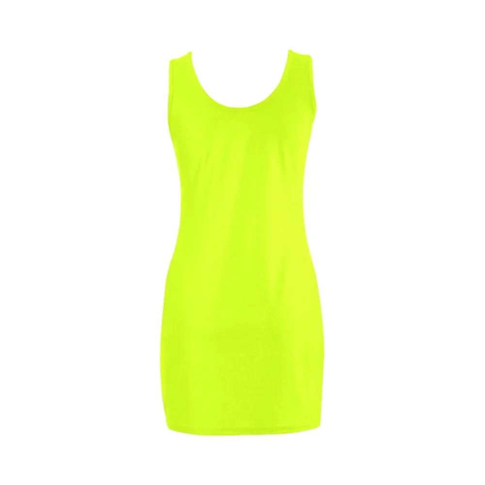 bright neon green print Medea Vest Dress (Model D06)