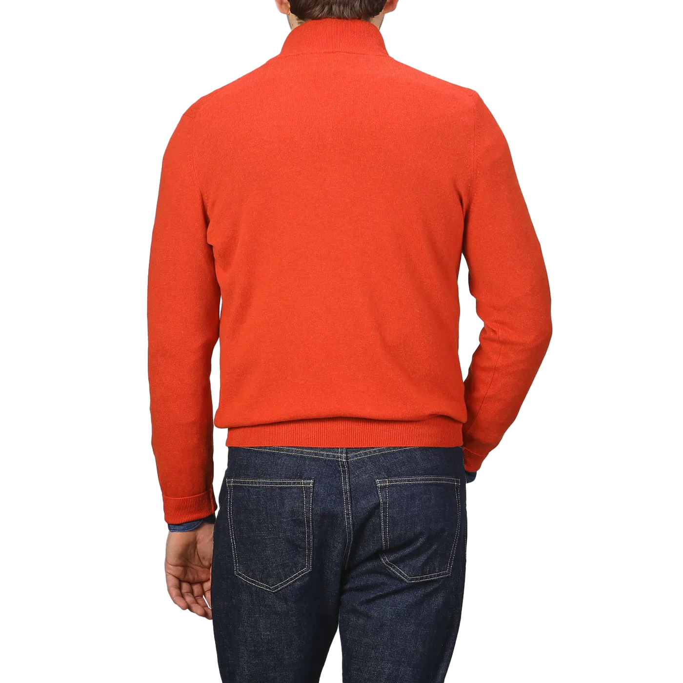 Bright Orange Cashmere 1/4 Zip Sweater