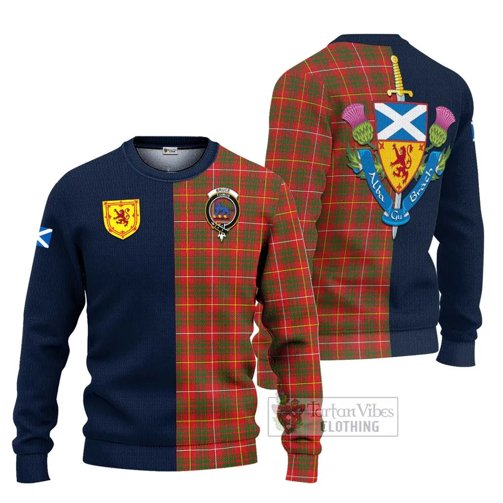 Bruce Modern Tartan Ugly Sweater with Scottish Lion Royal Arm Half Style