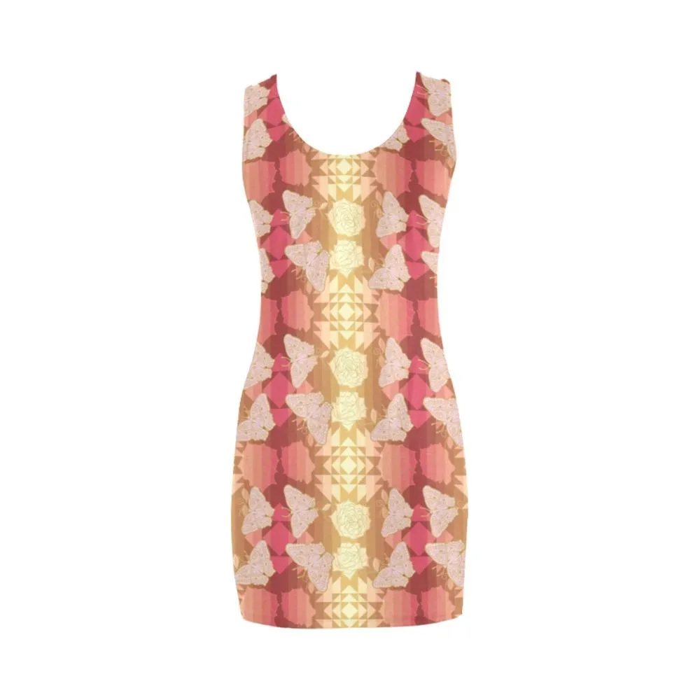 Butterfly and Roses on Geometric Medea Vest Dress