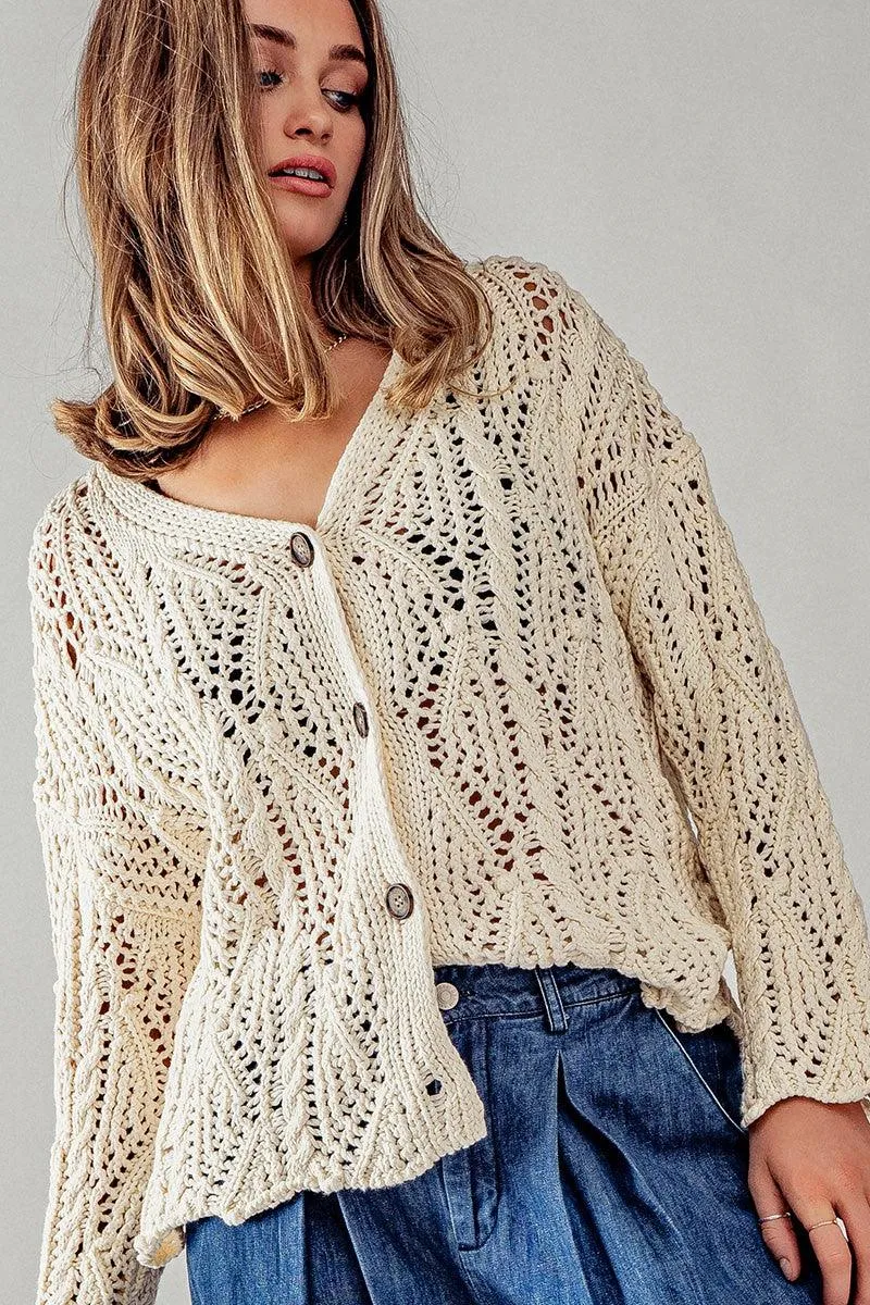 Cable Knit Button Down Cardigan by Aaron and Amber