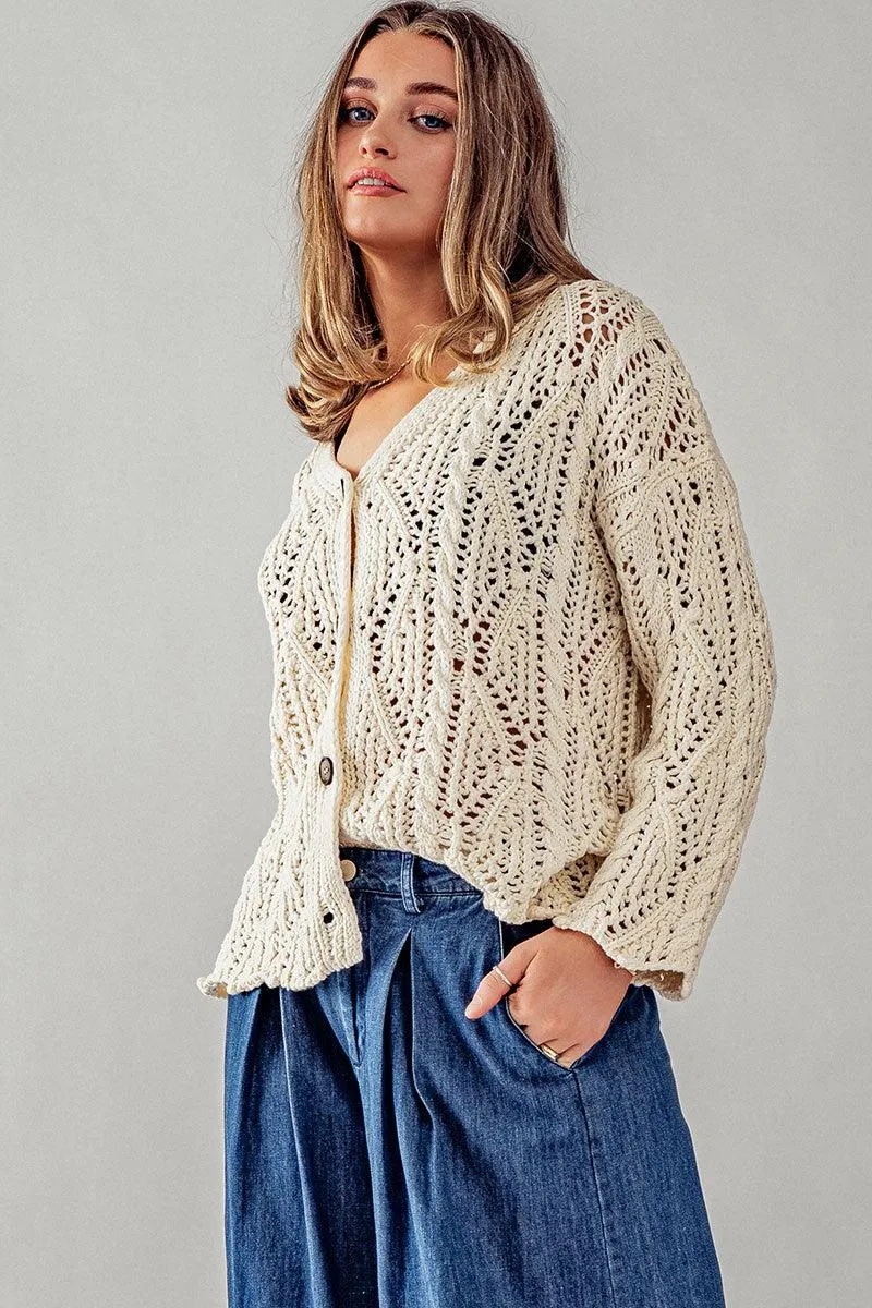 Cable Knit Button Down Cardigan by Aaron and Amber