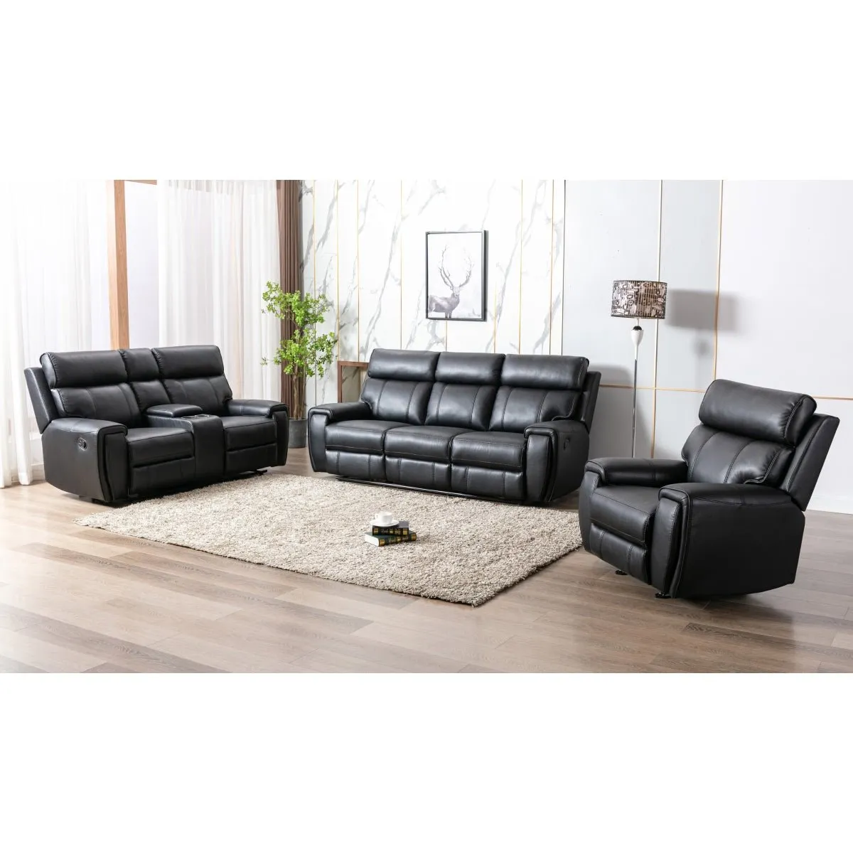 Carnegie Black Reclining Loveseat