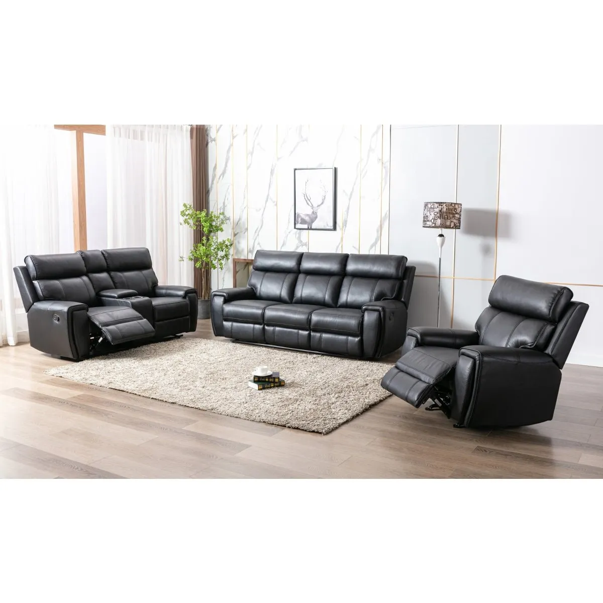 Carnegie Black Reclining Loveseat