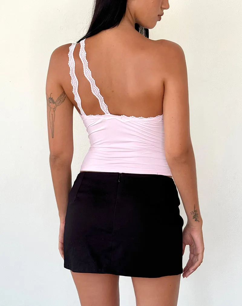 Carolina One Shoulder Top in Pink