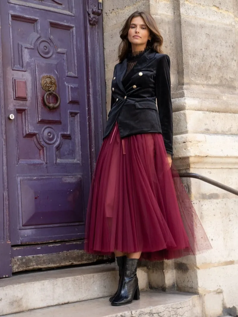 Carrie Tulle Skirt Wine