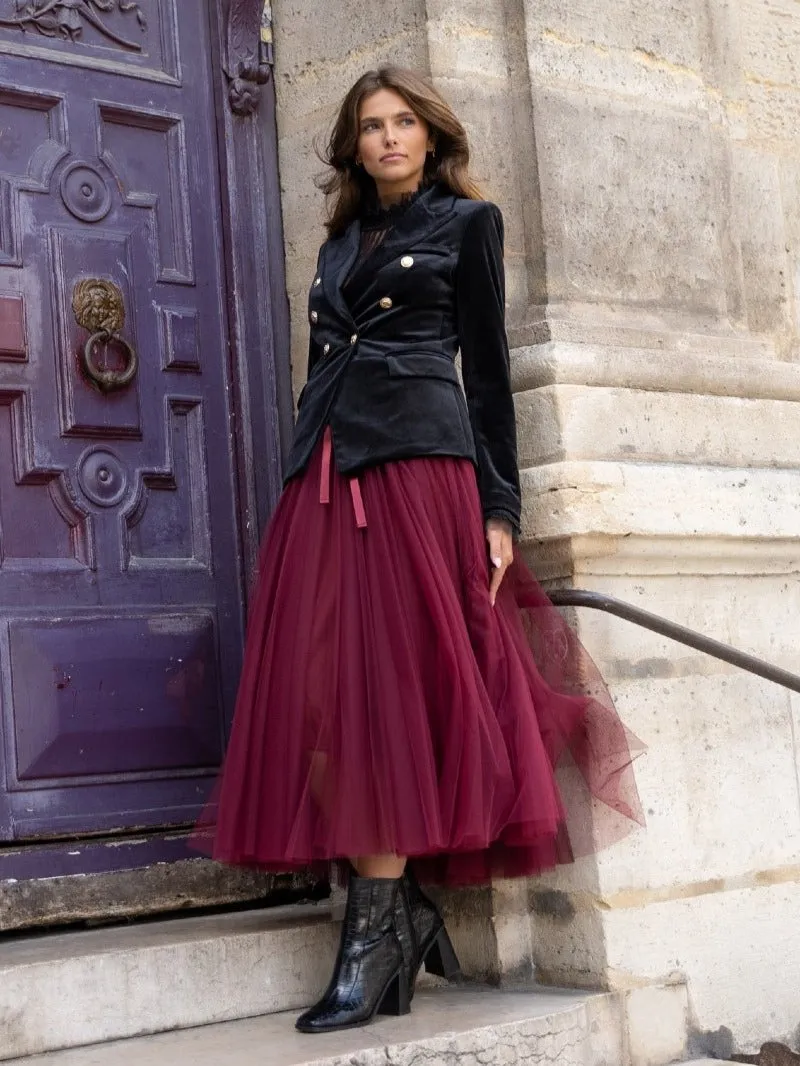 Carrie Tulle Skirt Wine