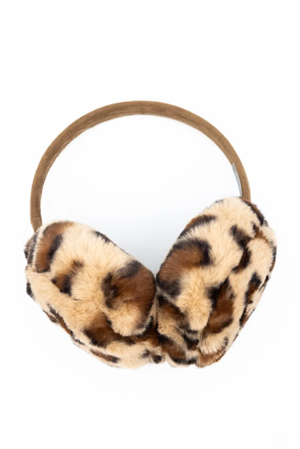 C.C. Faux Fur Leopard Print Earmuffs for Women in Latte | EM-2364-LATTE