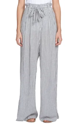 Charcoal/White Stripe Pants with Tie Belt