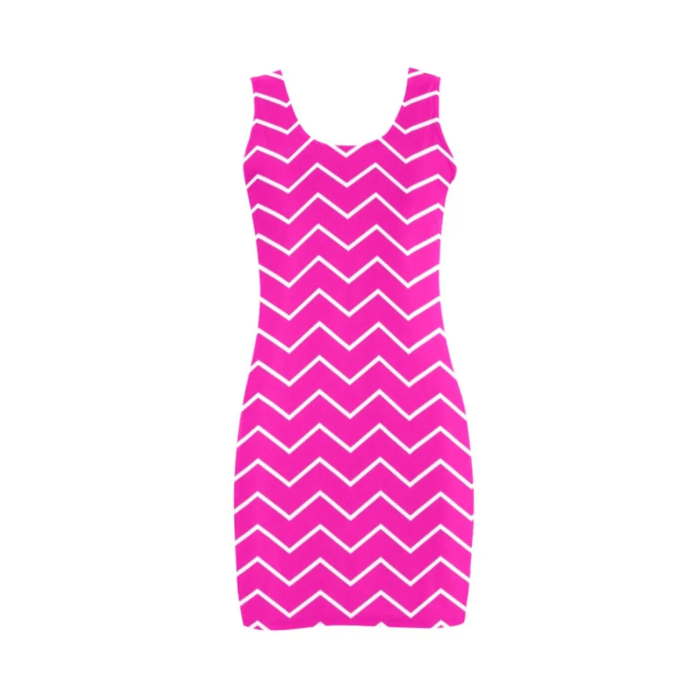 chevron fuchsia print Medea Vest Dress (Model D06)