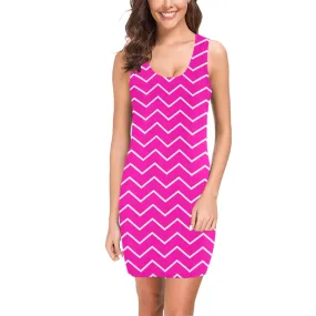 chevron fuchsia print Medea Vest Dress (Model D06)