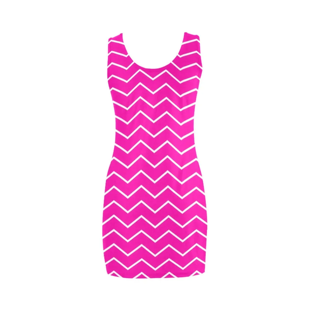 chevron fuchsia print Medea Vest Dress (Model D06)