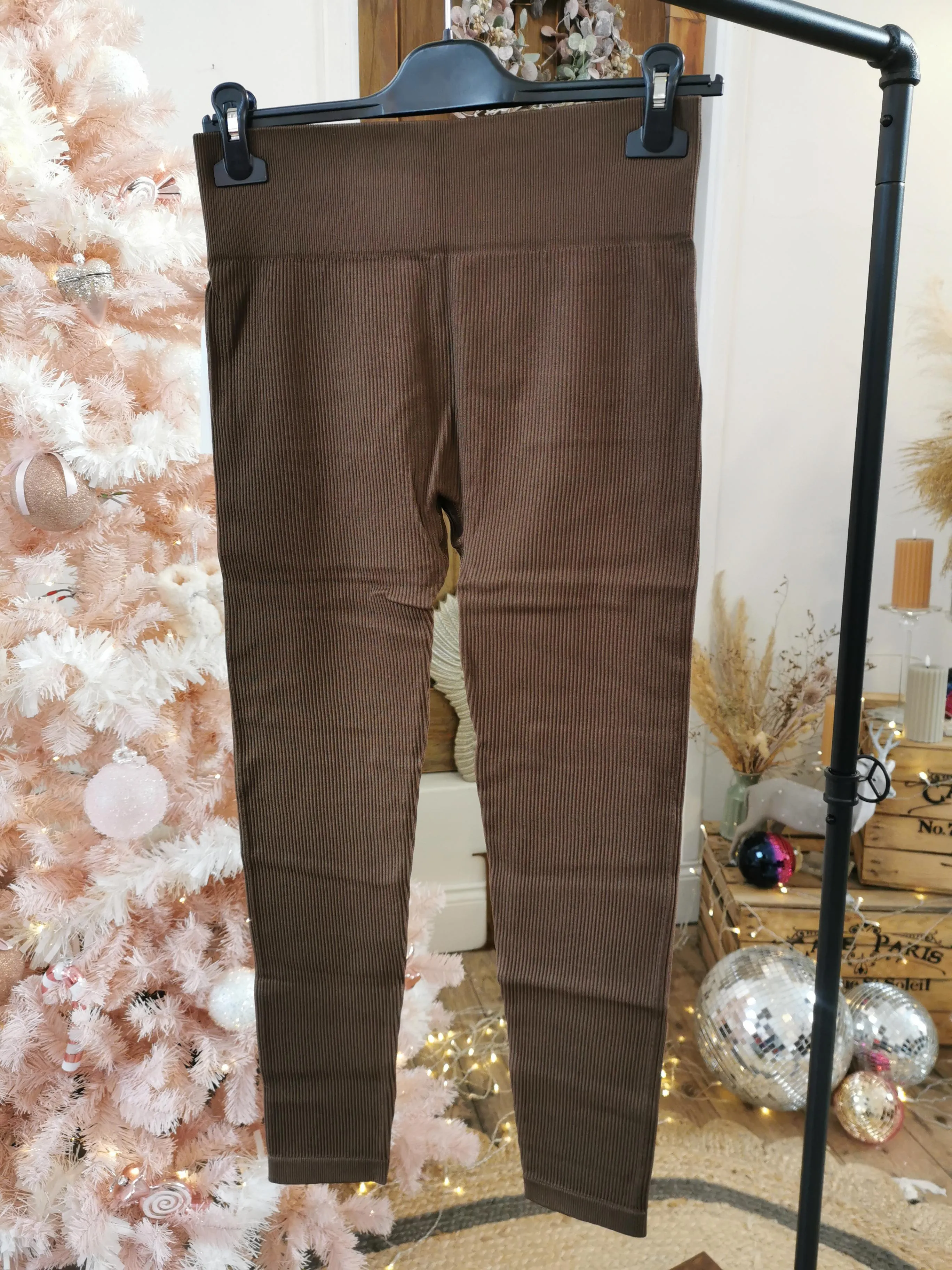 Chocolate Ribbed High Waisted Leggings