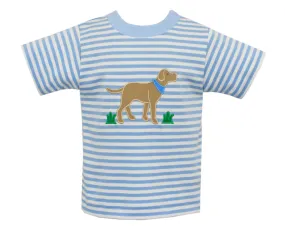 Claire & Charlie Knit Blue Striped Dog Tee