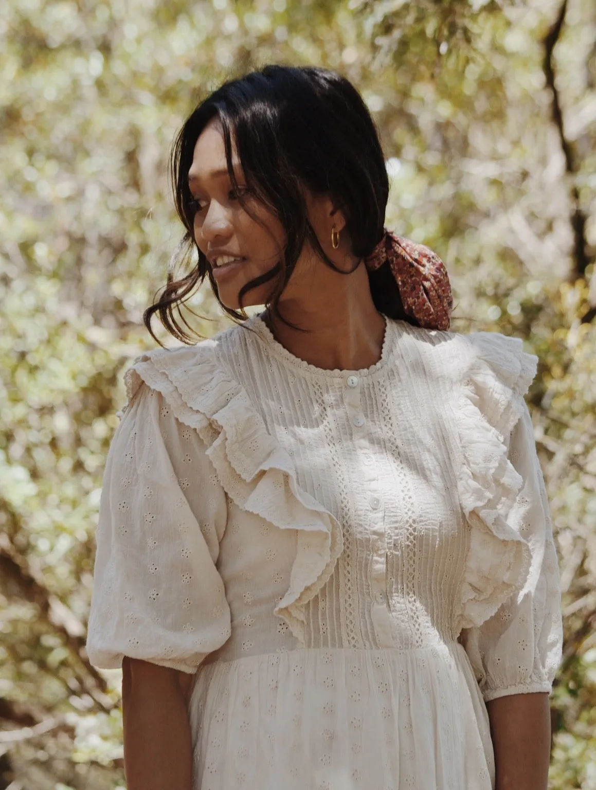 CLEMENTINE BUTTON DOWN DRESS ANTIQUE WHITE