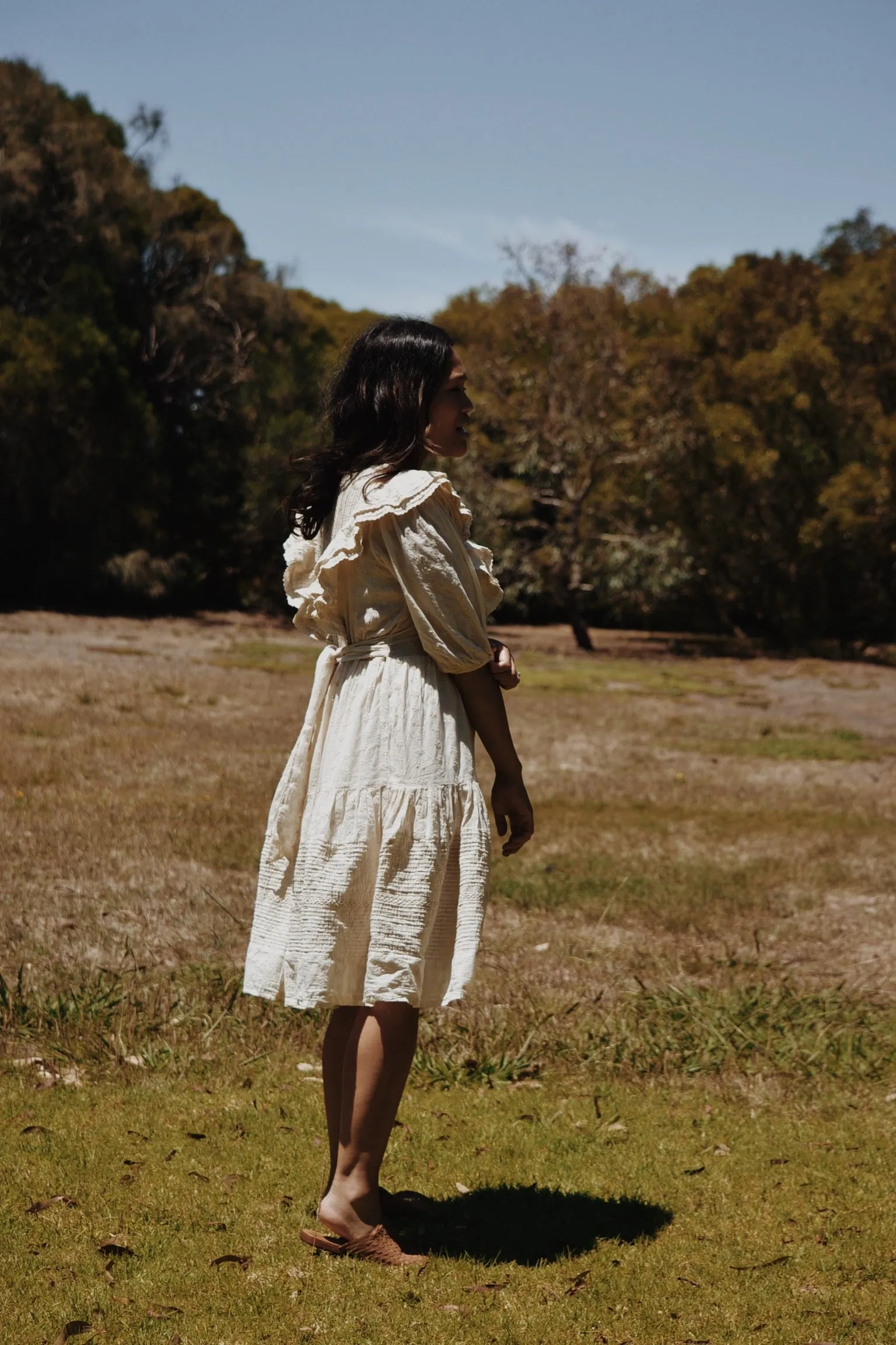 CLEMENTINE BUTTON DOWN DRESS ANTIQUE WHITE