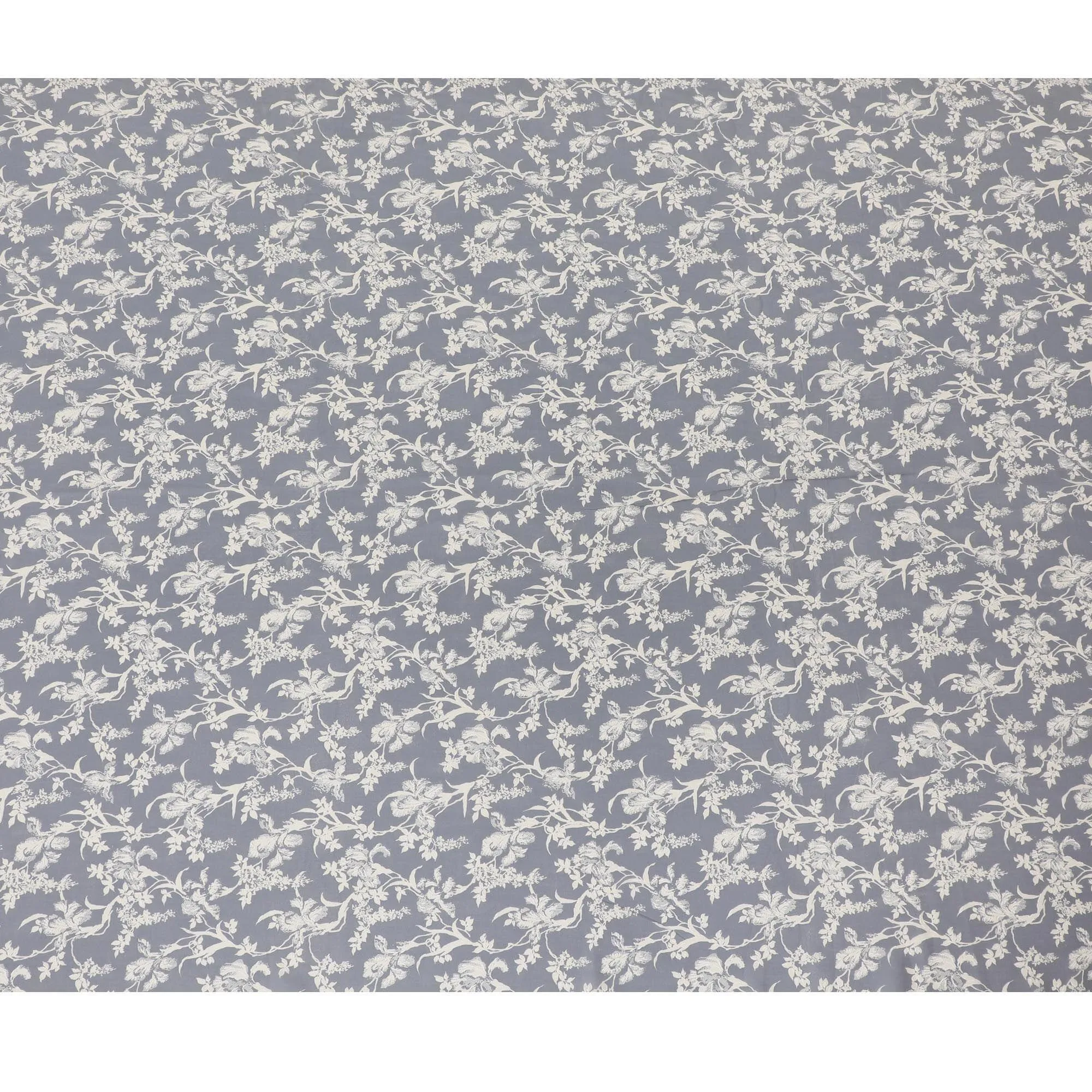 Cloud grey cotton voile fabric with beige print in floral design-D15147