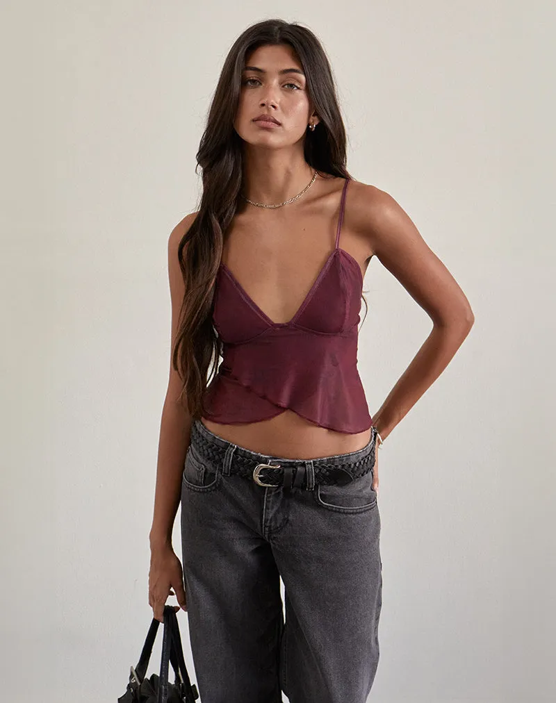 Cojira Mesh Butterfly Top in Tonal Burgundy Paisley