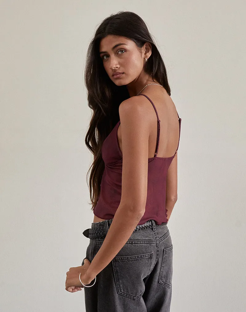 Cojira Mesh Butterfly Top in Tonal Burgundy Paisley