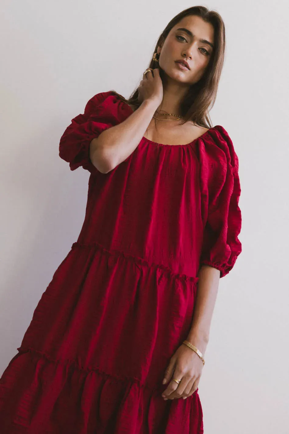 Corinne Tiered Maxi Dress in Red - FINAL SALE