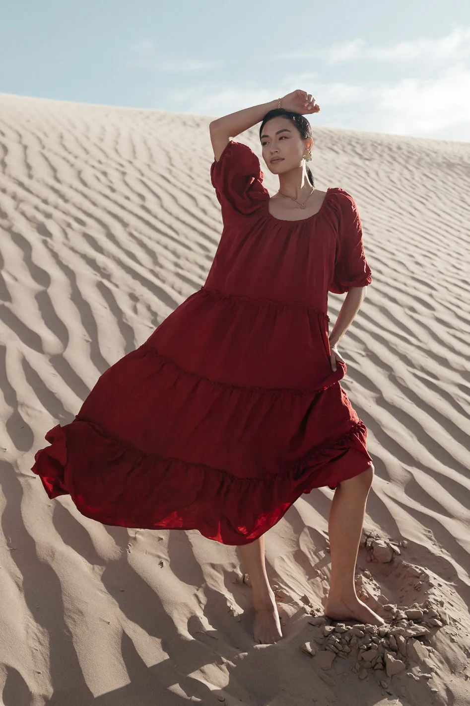 Corinne Tiered Maxi Dress in Red - FINAL SALE