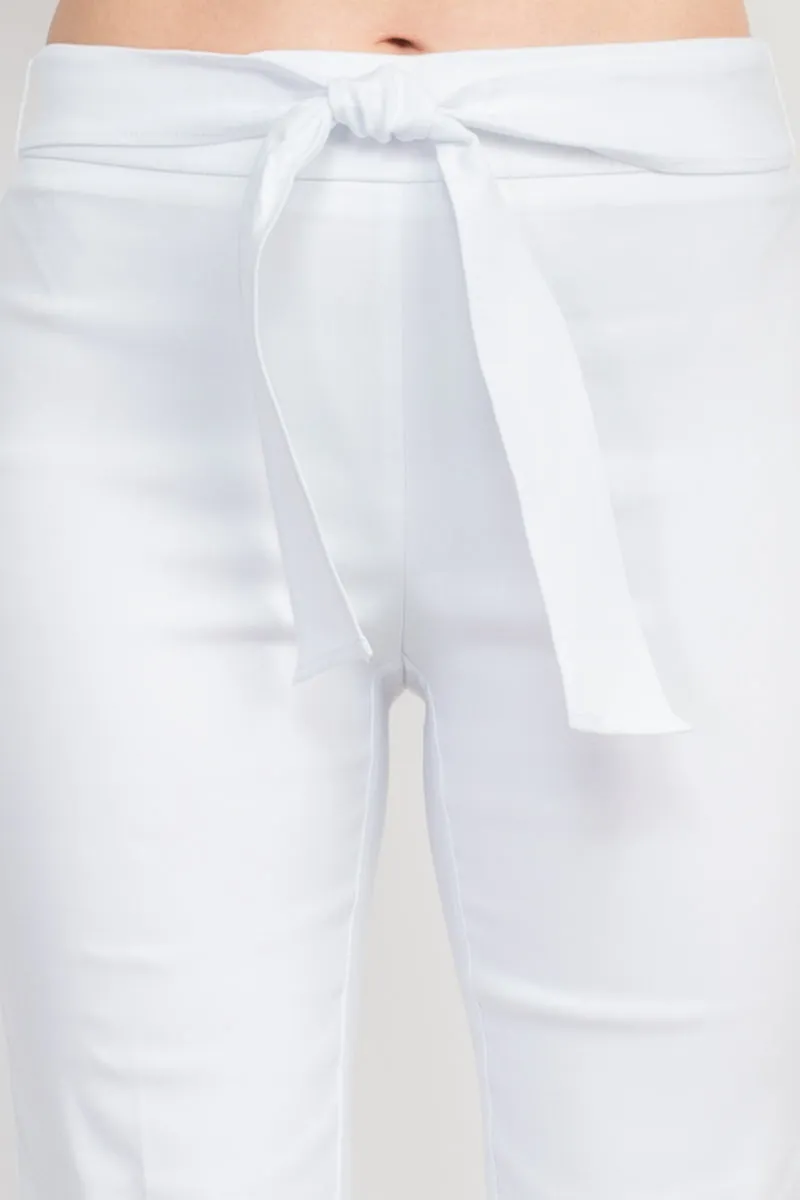 Counterparts Mid Rise Banded Waist Tie Waist Luxe Stretch Slim Leg Pant