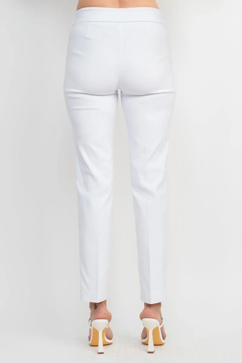 Counterparts Mid Rise Banded Waist Tie Waist Luxe Stretch Slim Leg Pant