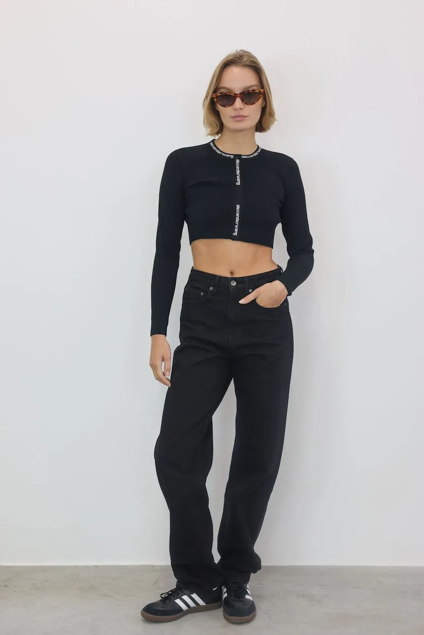 CROPPED BODYCON SWEATER WITH LOGO