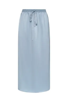 CRYSTAL BLUE BRIDE-TO-BE SILK STRAIGHT LONG SKIRT