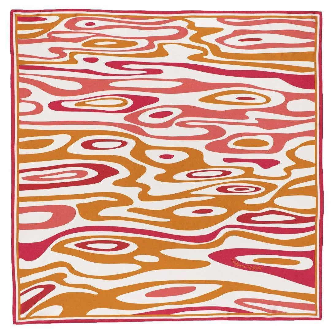 Curlfriend Collective Water Waves Mango/Hibiscus 100% Mulberry Silk Scarf