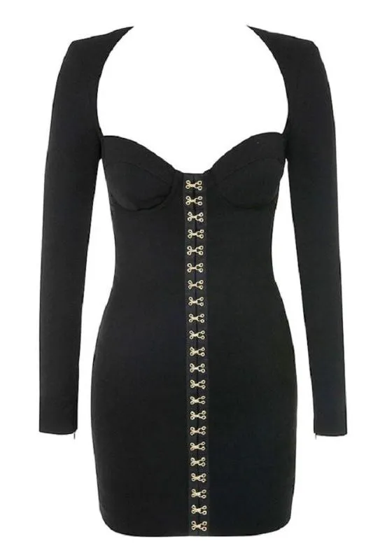 Dani Long Sleeve Mini Bandage Dress - Classic Black