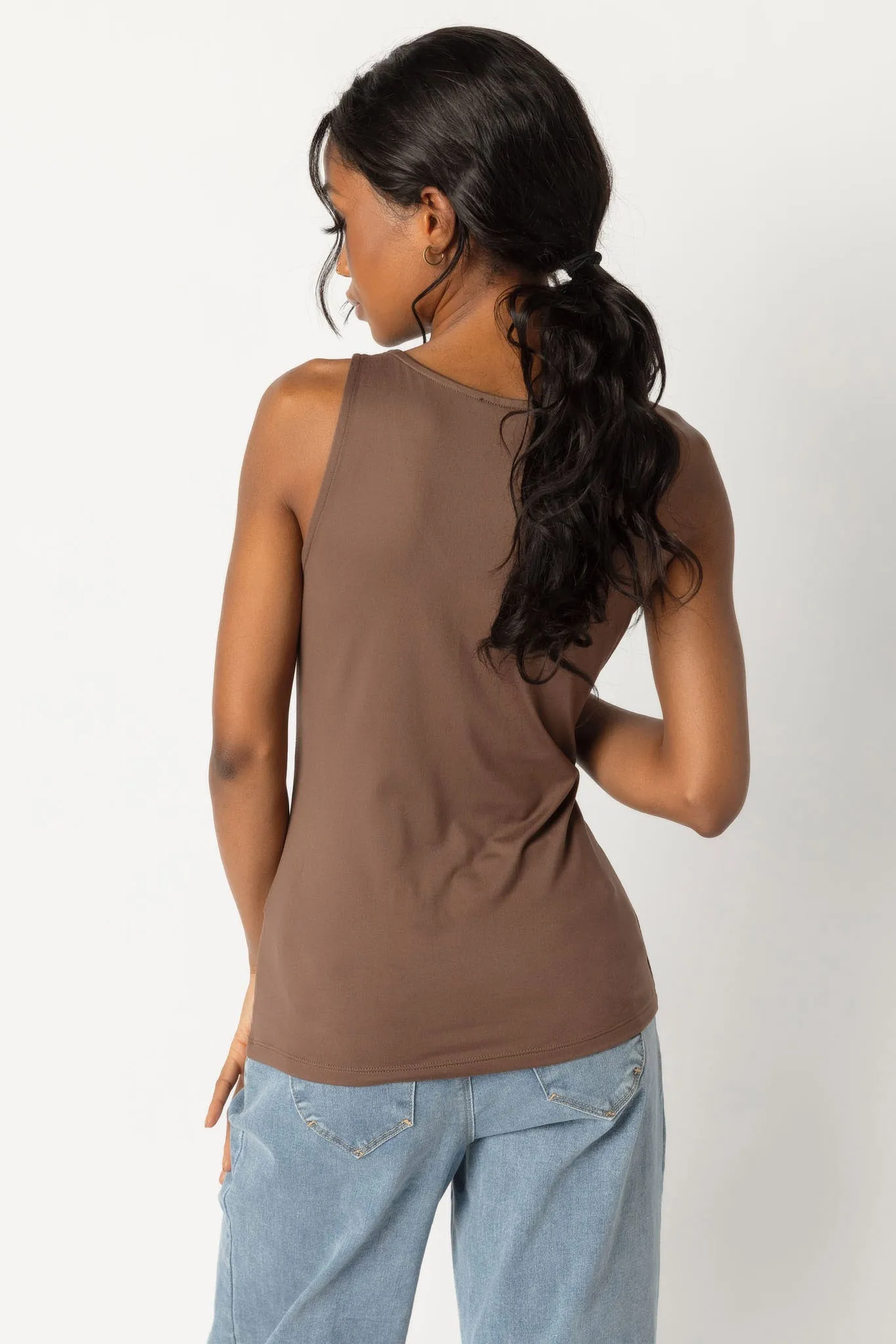 Double Brushed Sleeveless V-Neck