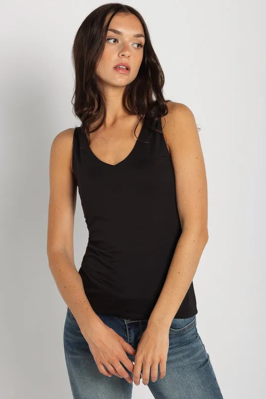 Double Brushed Sleeveless V-Neck