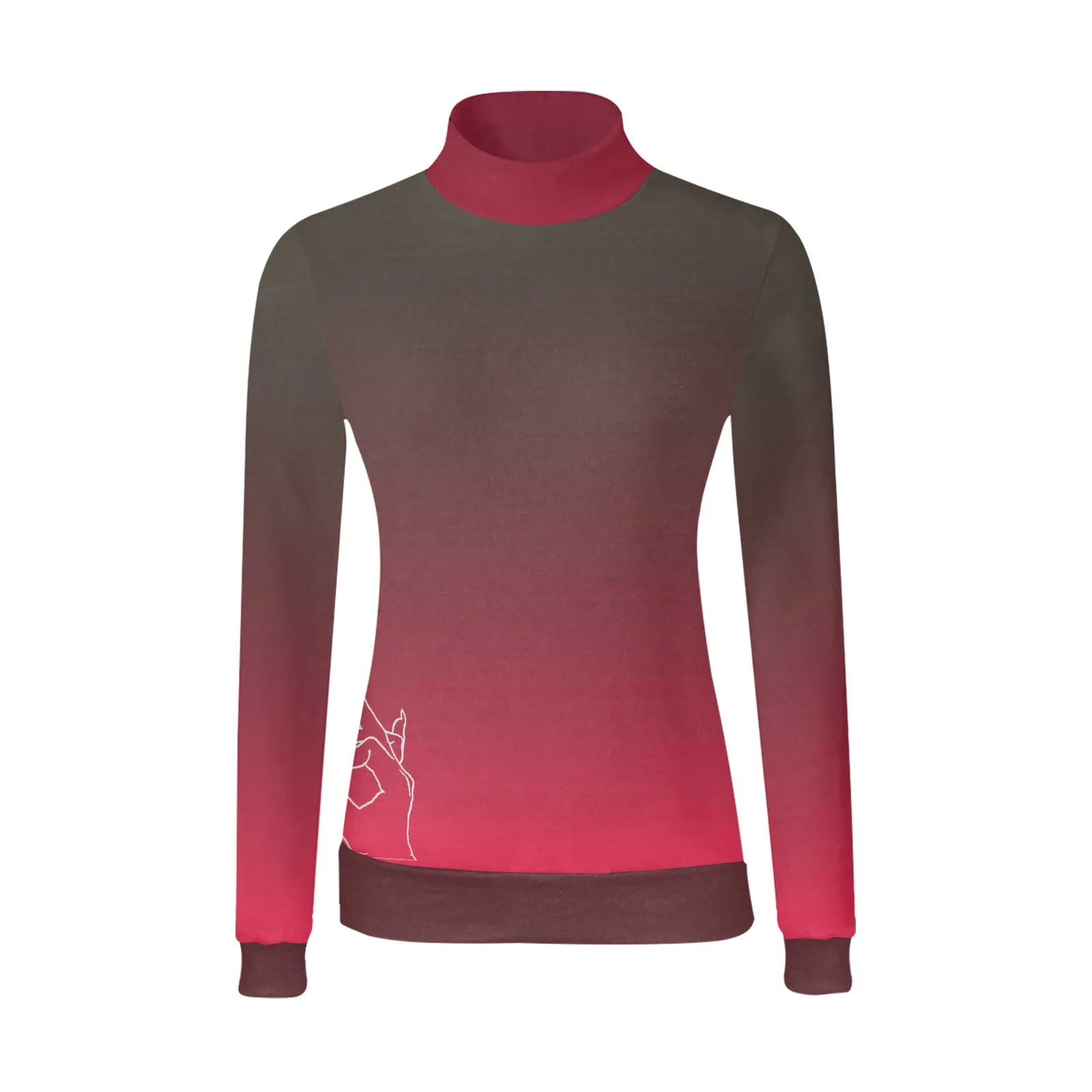 dti vermillion rose tight long sleeve Women's Mock Neck Sweater