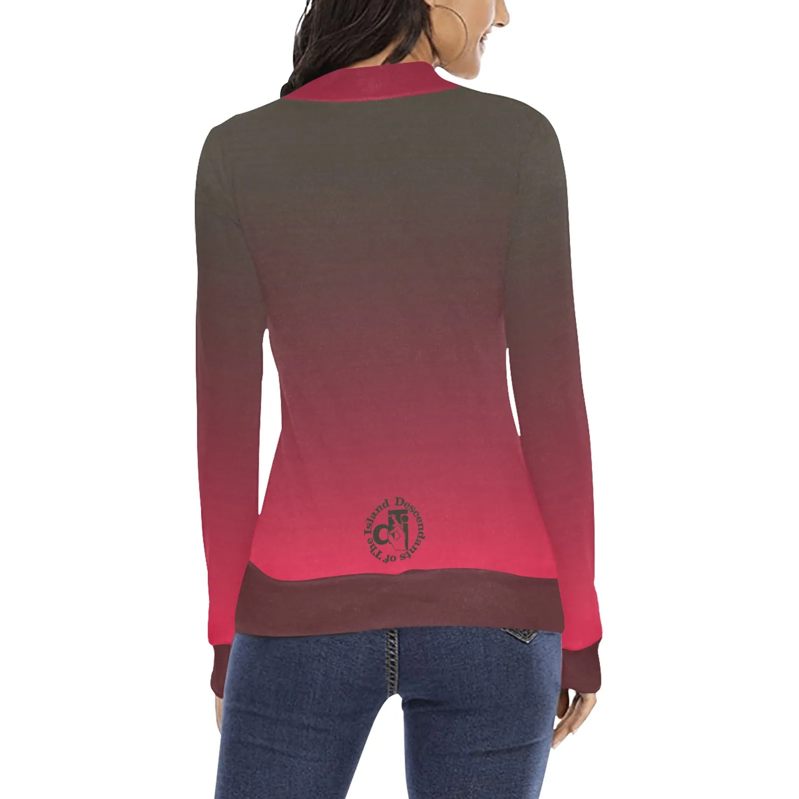 dti vermillion rose tight long sleeve Women's Mock Neck Sweater