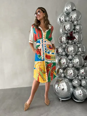 EASTON Belted Tunic Dress - Tropical Print (Pre-order)