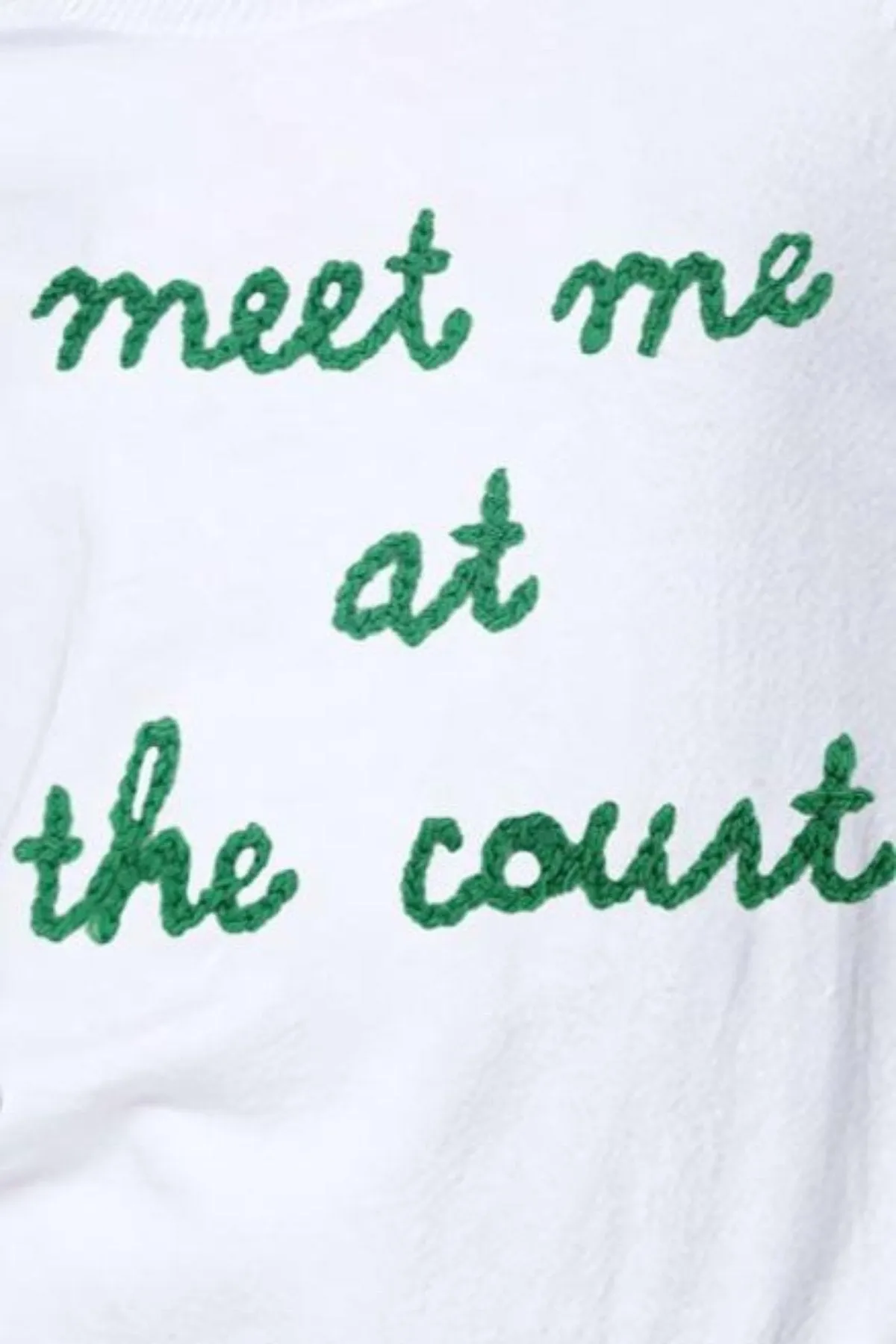 Eco Cotton Crewneck Sweater with Embroidery "meet me at the court"