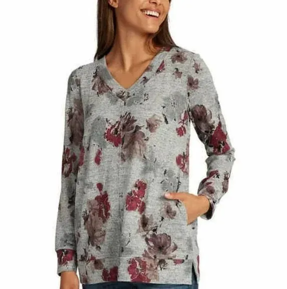 Ellen Tracy Women's Cozy V-Neck Tunic with Pockets