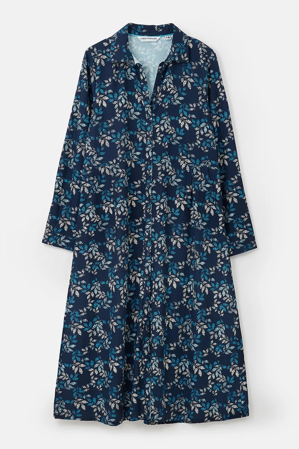 Elsie Dress - Navy Leaf