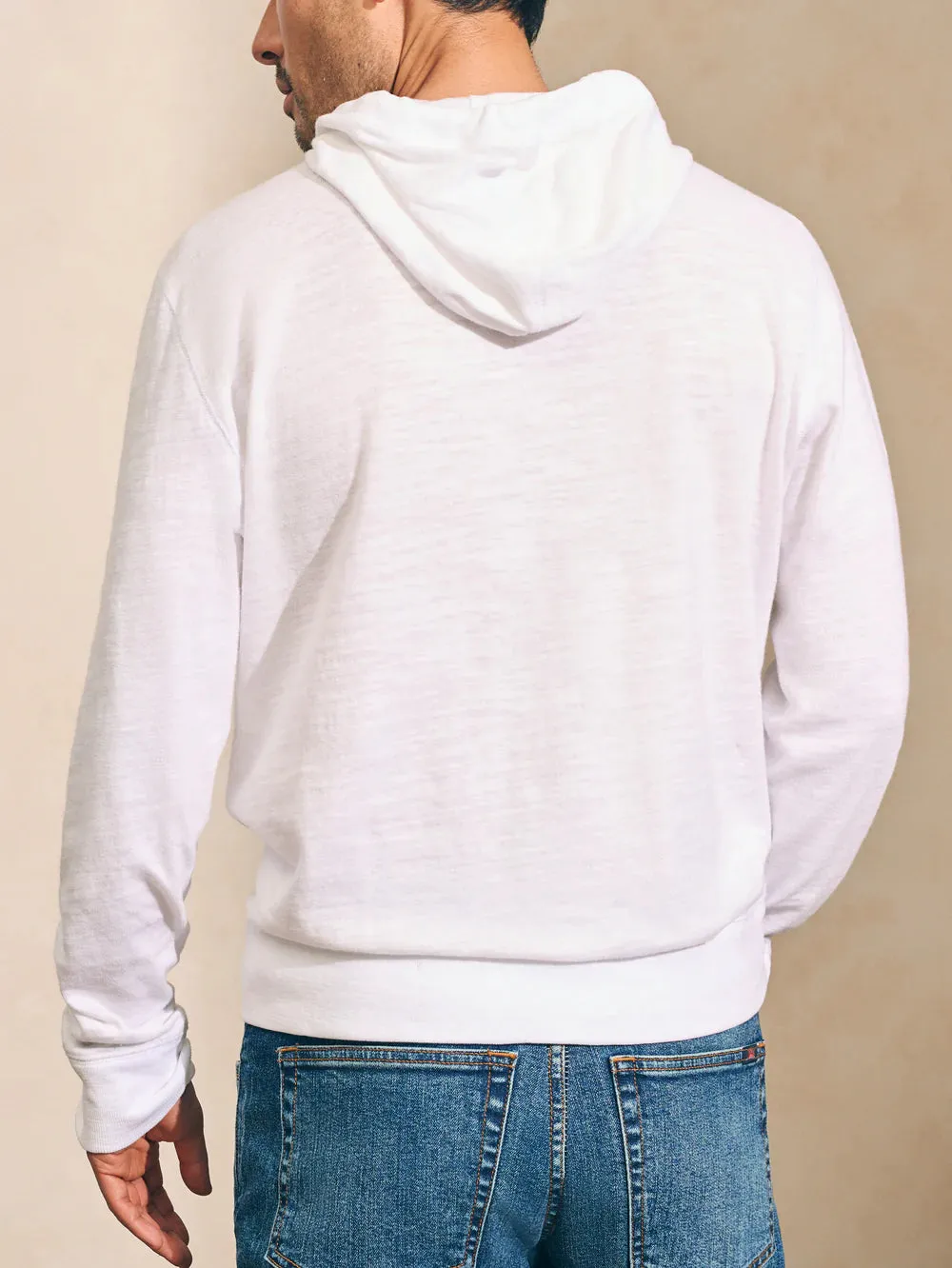 Faherty Sunwashed Slub Hoodie Pullover Sweater - White