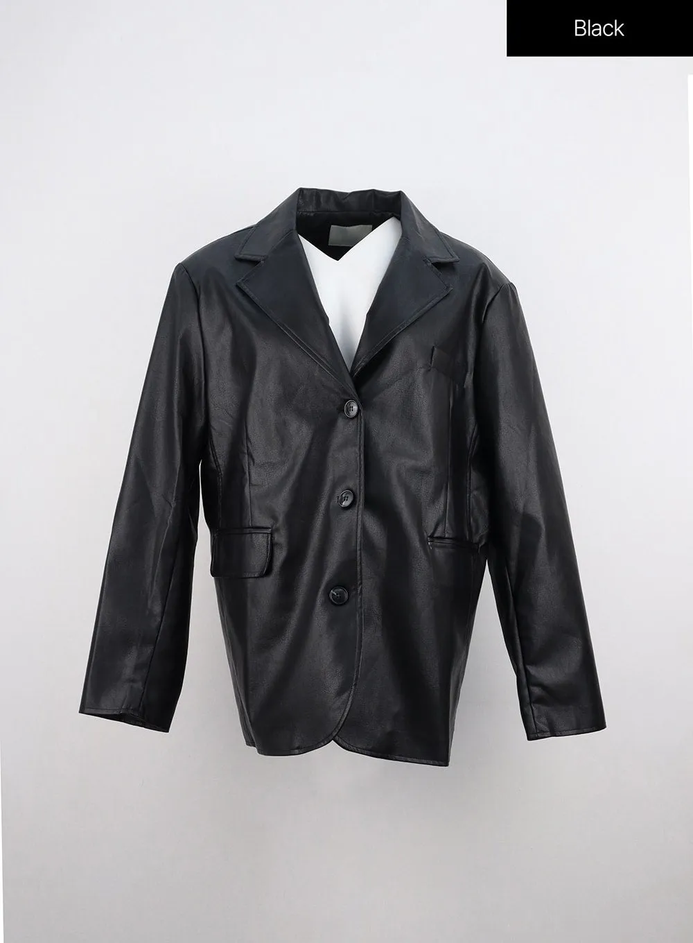 Faux Leather Blazer Jacket OO316