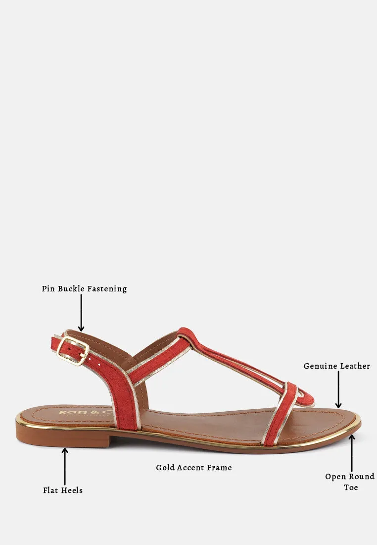 FEODORA Red Flat Slip-on Sandals