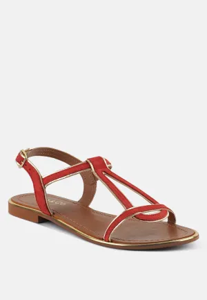 FEODORA Red Flat Slip-on Sandals