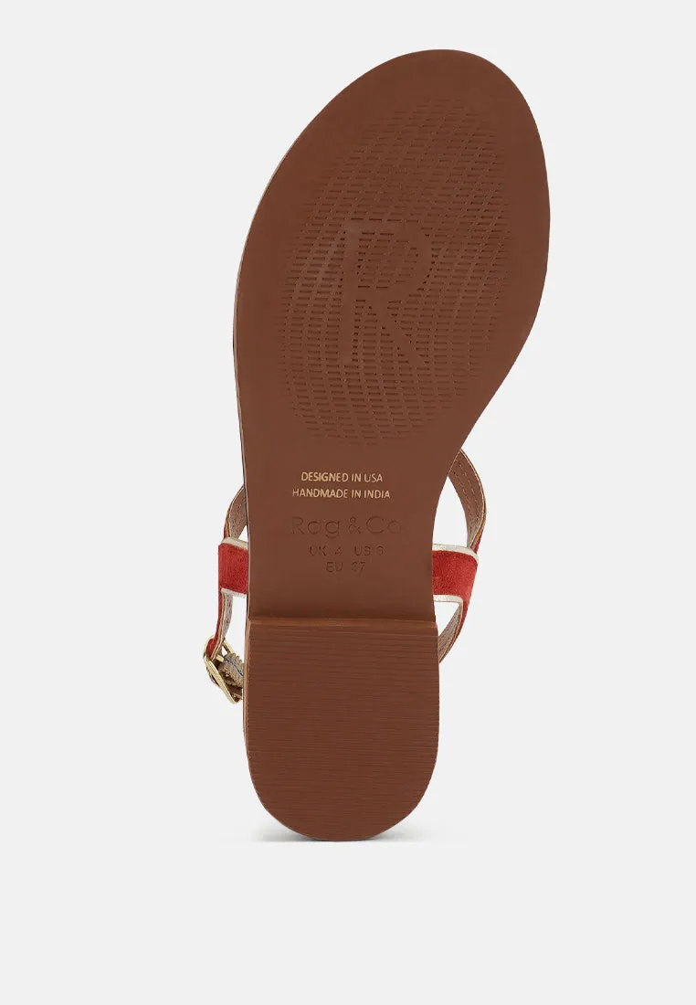 FEODORA Red Flat Slip-on Sandals