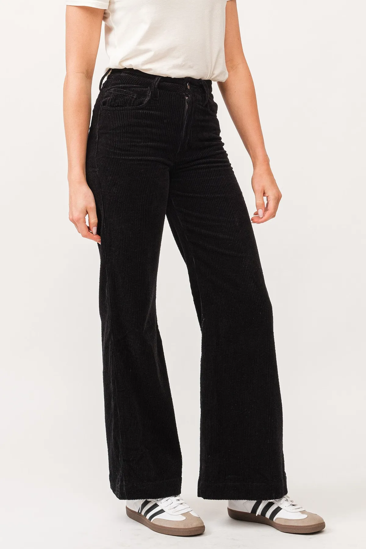 Fiona High Rise Wide Leg Jean | Black Corduroy