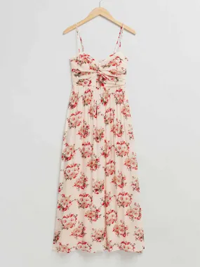 Floral twist front maxi dress